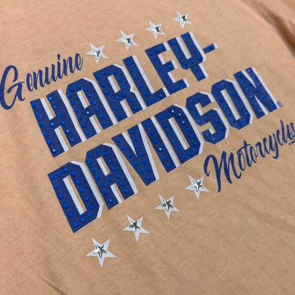 Harley Davidson Thunder Mountain Orange biker T-shirt with rhinestones - Picture 4 of 8